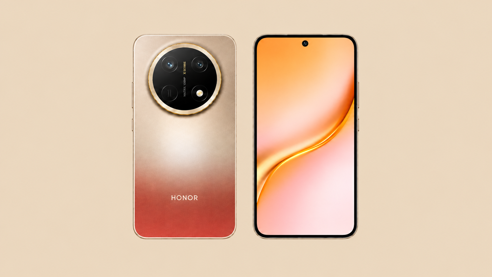 HONOR X9e Pro в золотистом корпусе